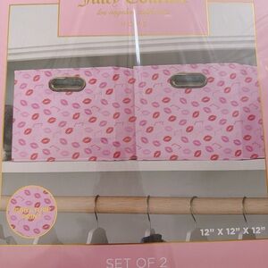 Juicy Couture Pink Kiss Print Storage Bins Set - Pink Lip Pattern